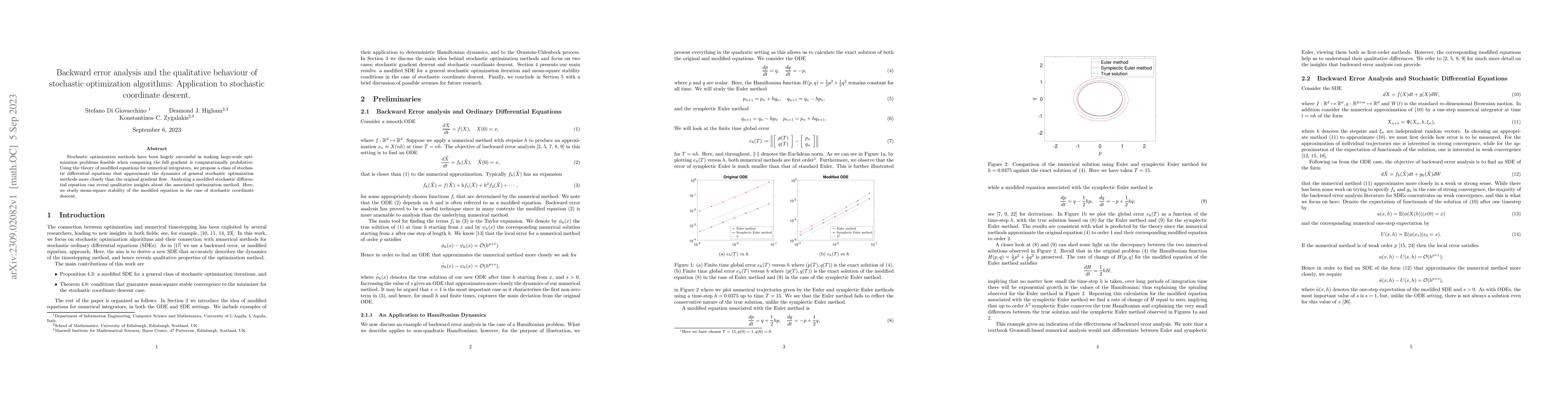 Thumbnail for Backward error analysis and the qualitative behaviour of stochastic
  optimization algorithms: Application to stochastic coordinate descent