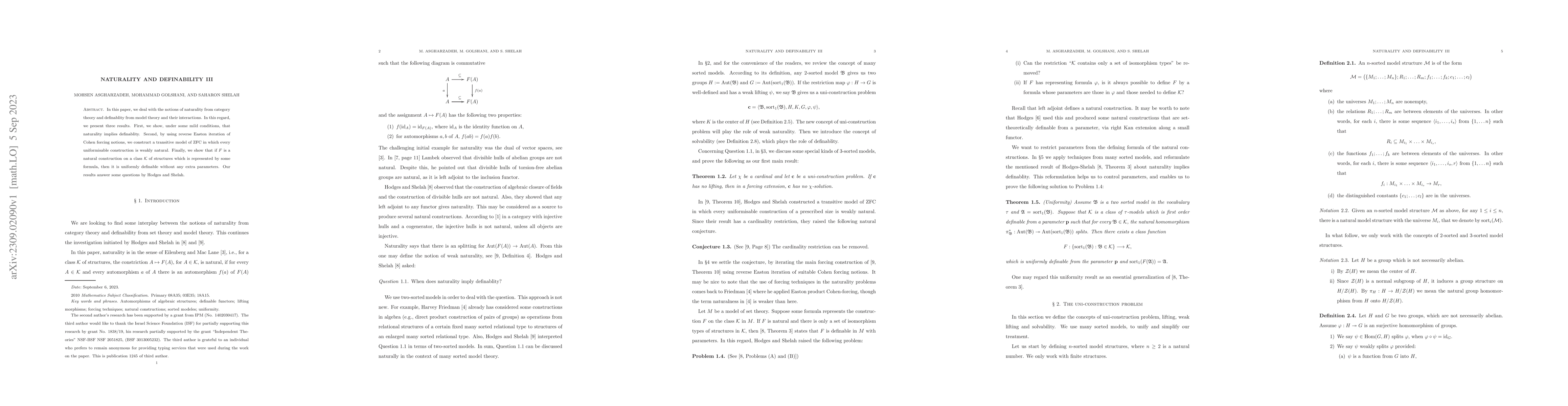Thumbnail for Naturality and Definability III