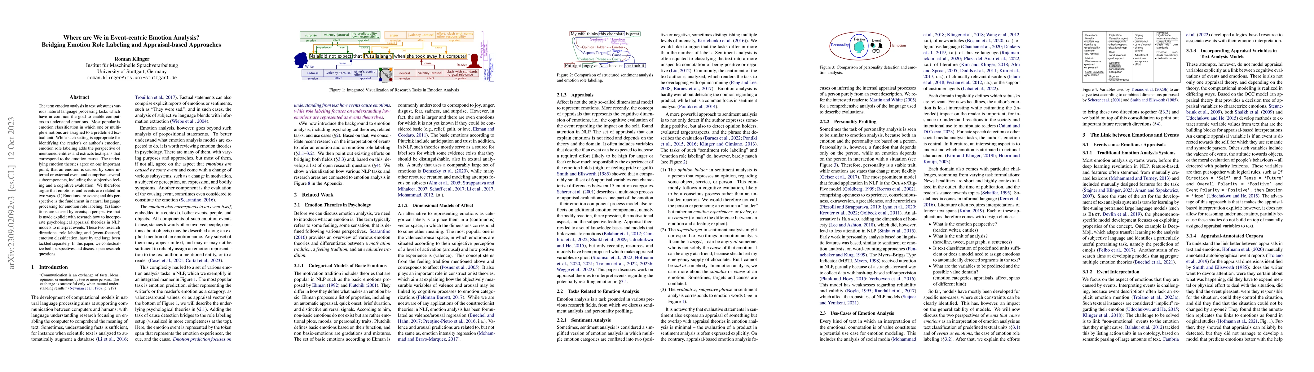 Thumbnail for Where are We in Event-centric Emotion Analysis? Bridging Emotion Role
  Labeling and Appraisal-based Approaches