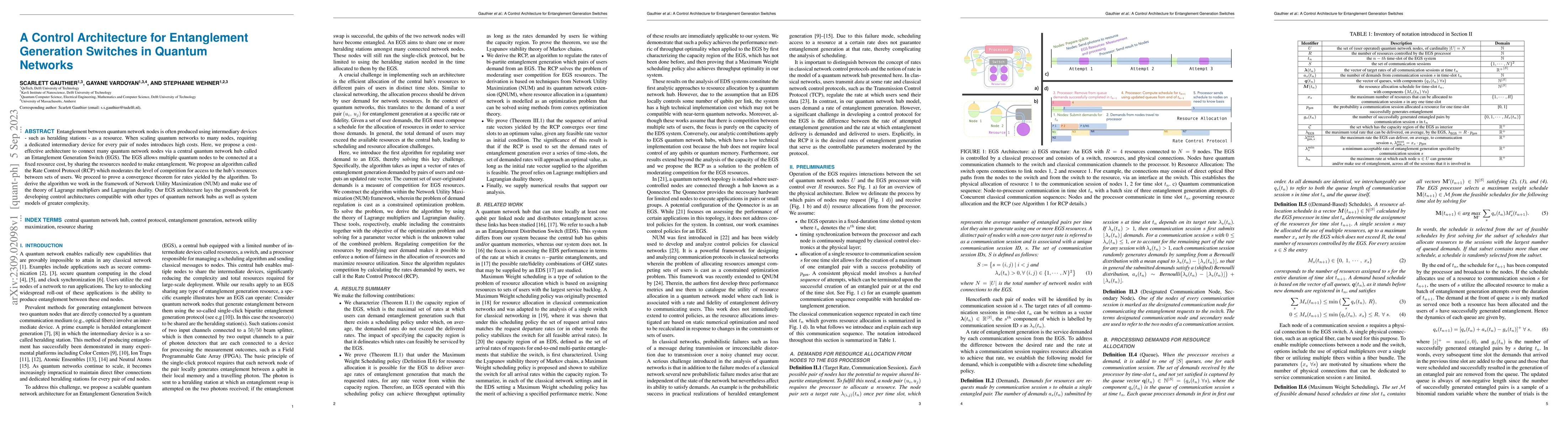 Thumbnail for A Control Architecture for Entanglement Generation Switches in Quantum
  Networks
