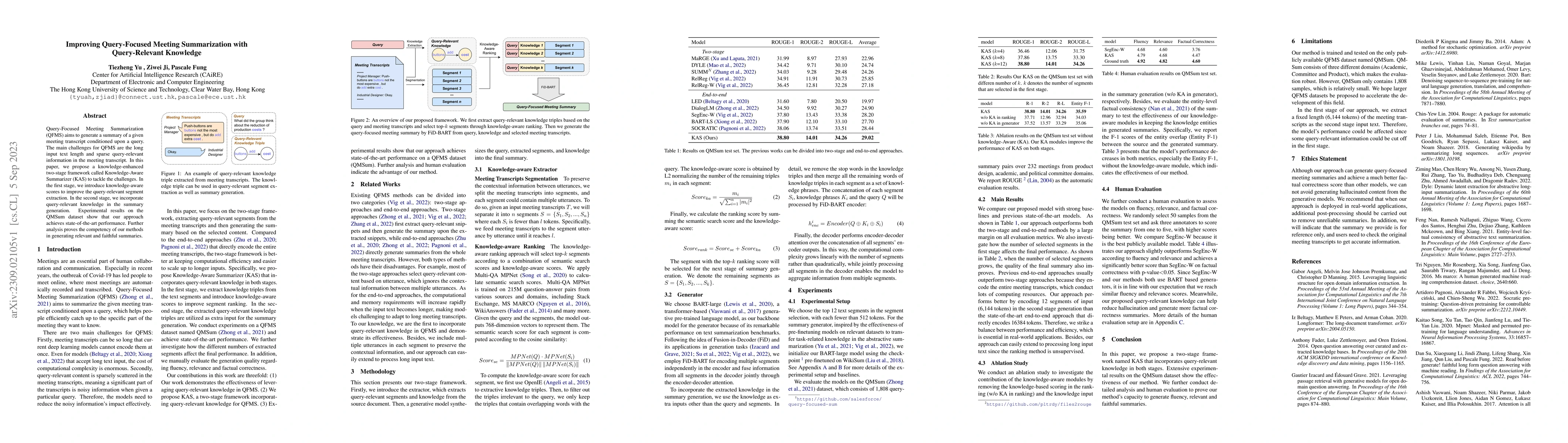 Thumbnail for Improving Query-Focused Meeting Summarization with Query-Relevant
  Knowledge