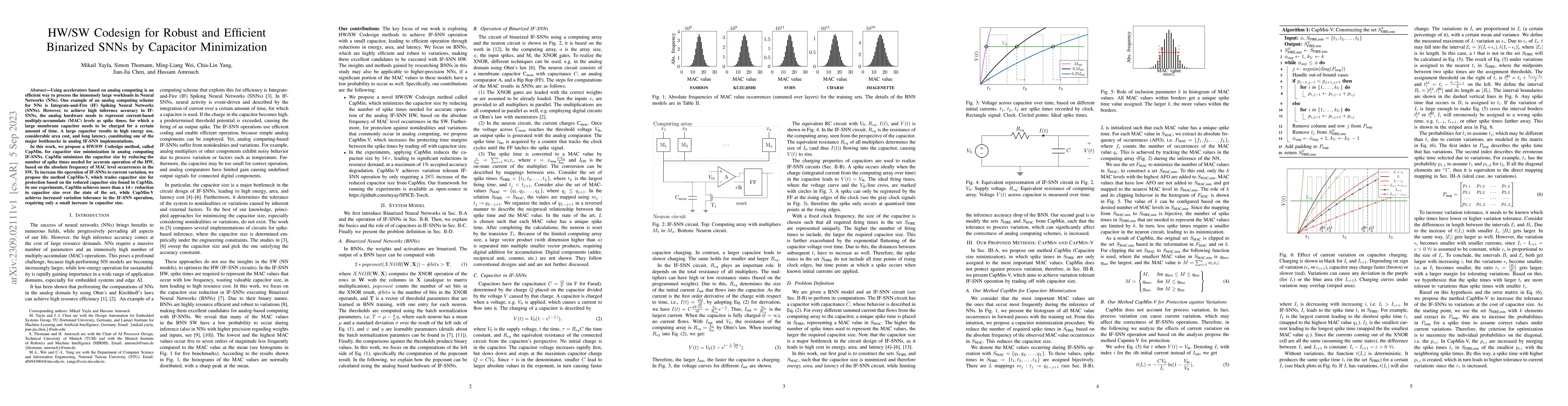 Thumbnail for HW/SW Codesign for Robust and Efficient Binarized SNNs by Capacitor
  Minimization