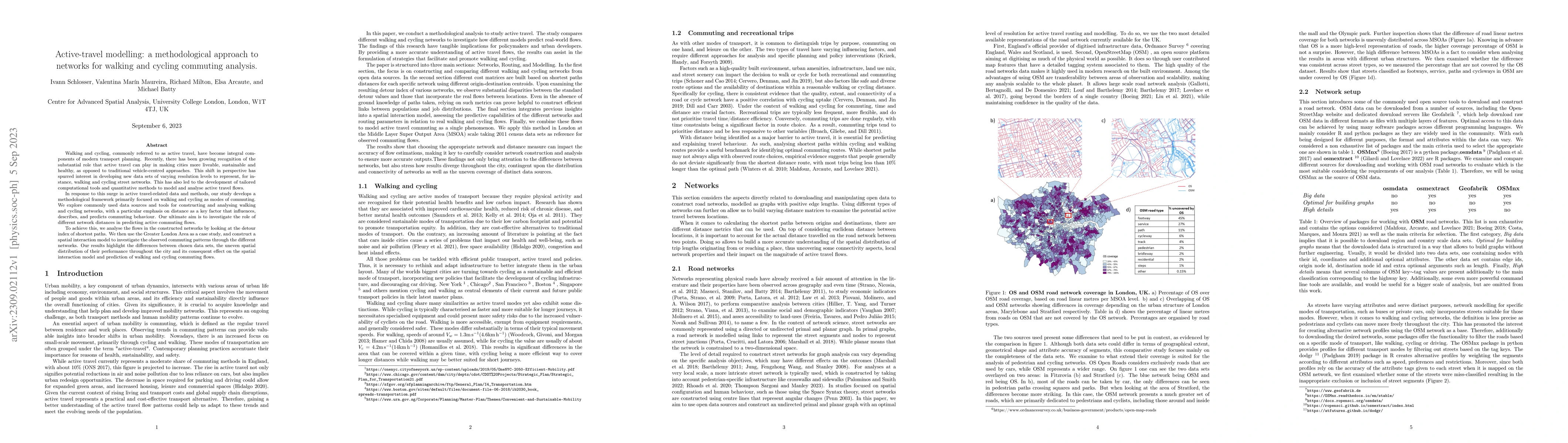 Thumbnail for Active-travel modelling: a methodological approach to networks for
  walking and cycling commuting analysis