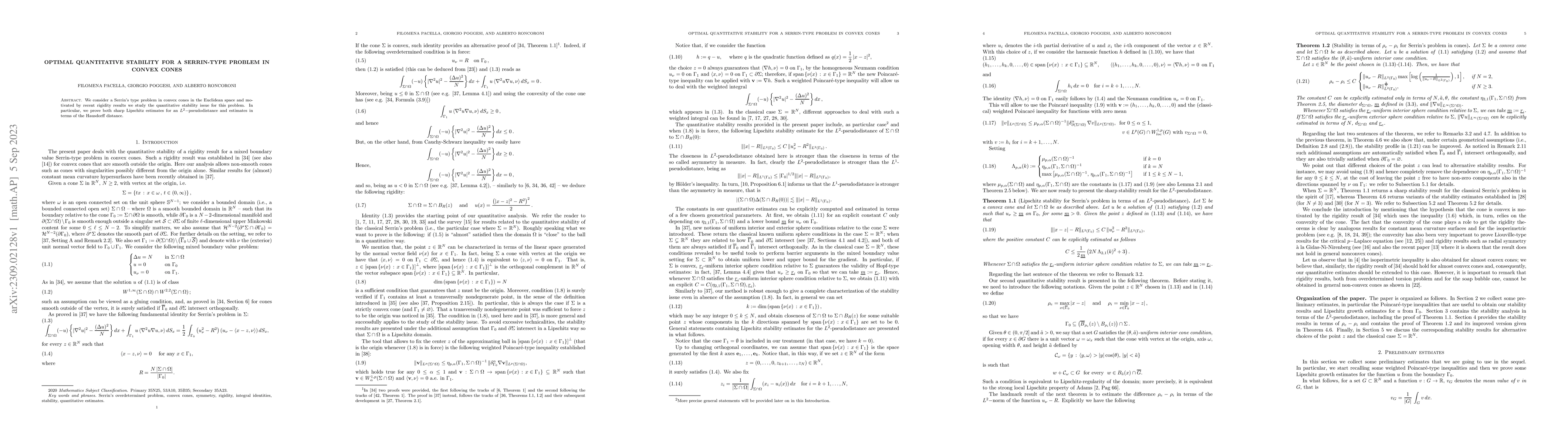 Thumbnail for Optimal quantitative stability for a Serrin-type problem in convex cones