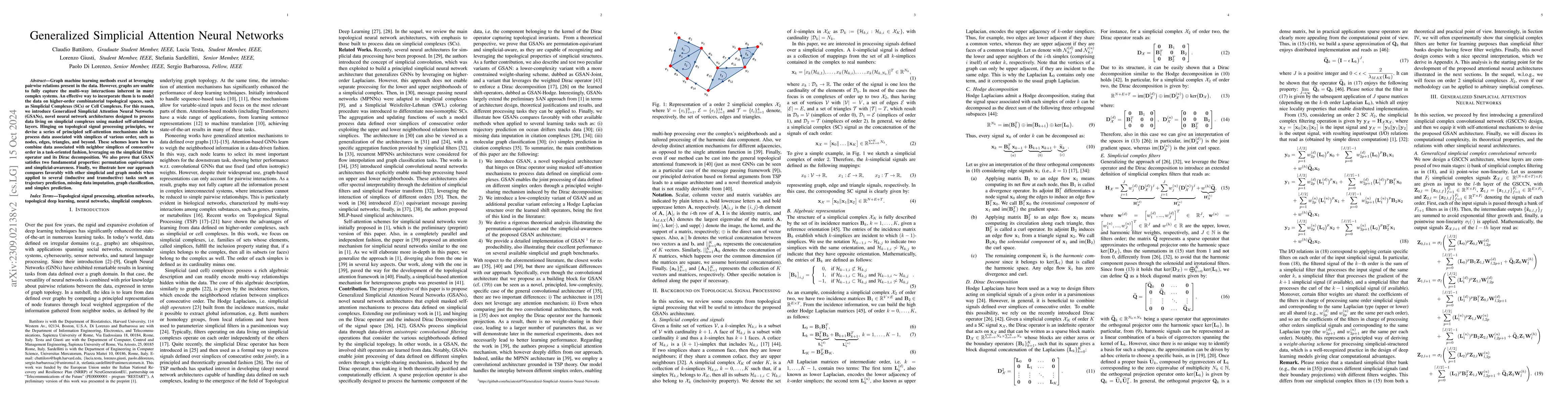 Thumbnail for Generalized Simplicial Attention Neural Networks