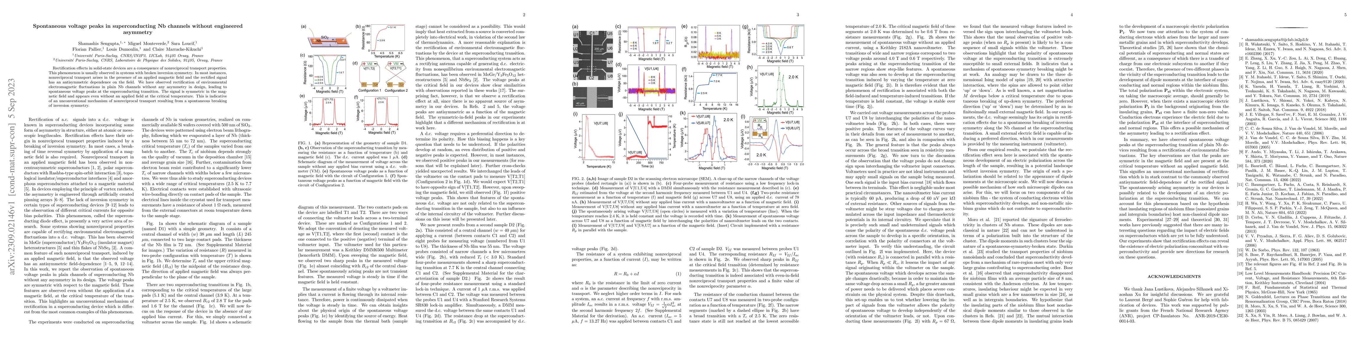 Thumbnail for Spontaneous voltage peaks in superconducting Nb channels without
  engineered asymmetry