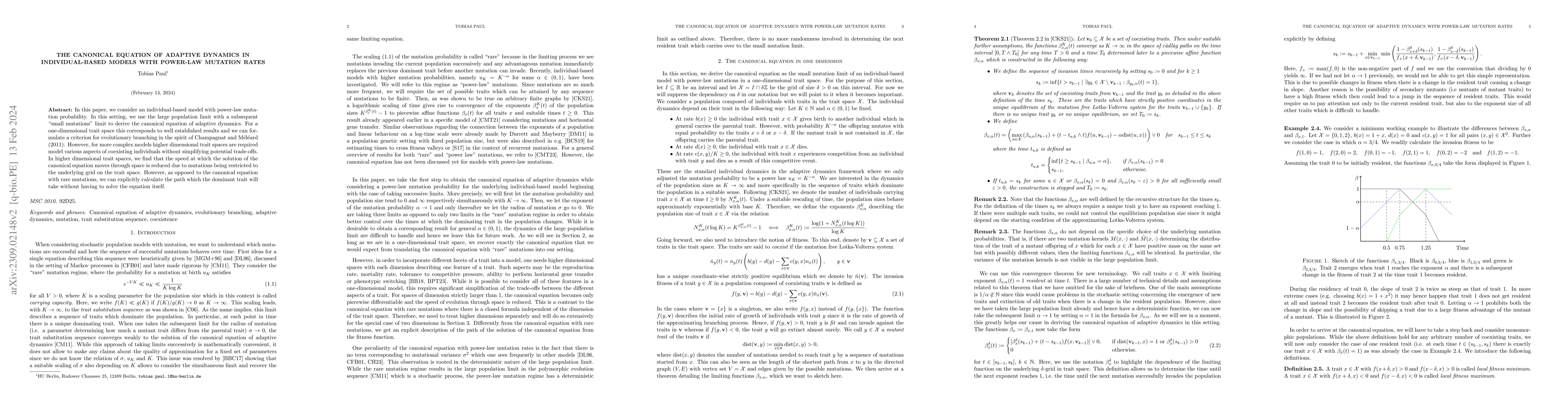 Thumbnail for The canonical equation of adaptive dynamics in individual-based models
  with power law mutation rates