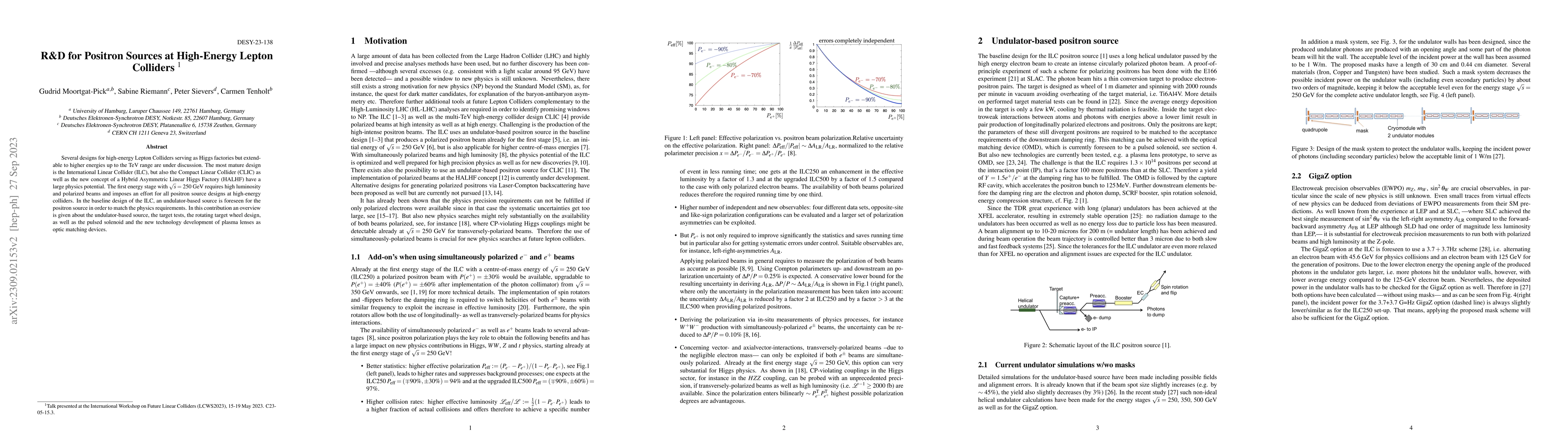 Thumbnail for R&D for Positron Sources at High-Energy Lepton Colliders