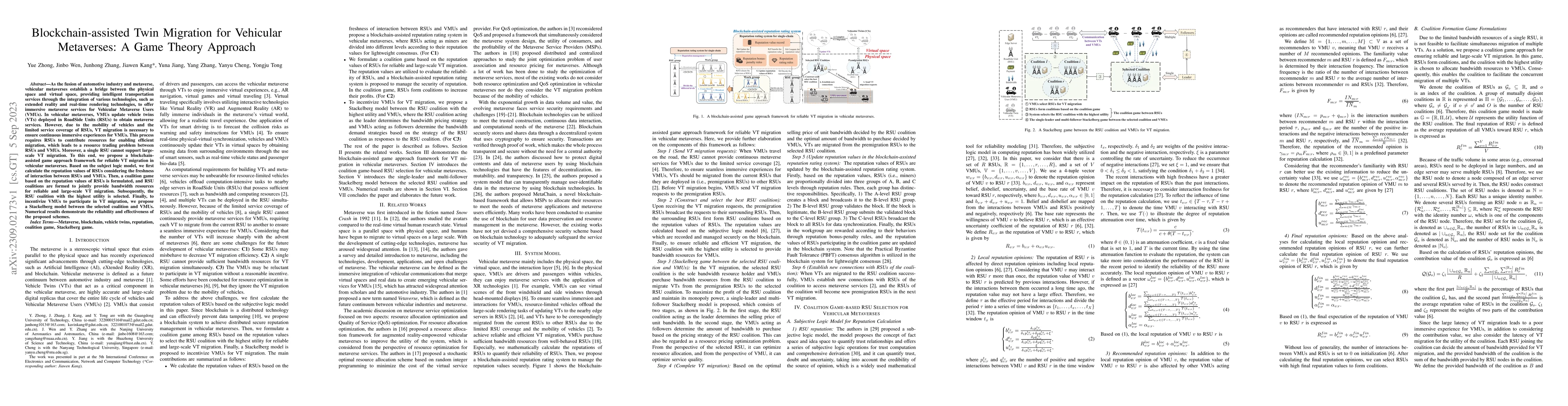Thumbnail for Blockchain-assisted Twin Migration for Vehicular Metaverses: A Game
  Theory Approach