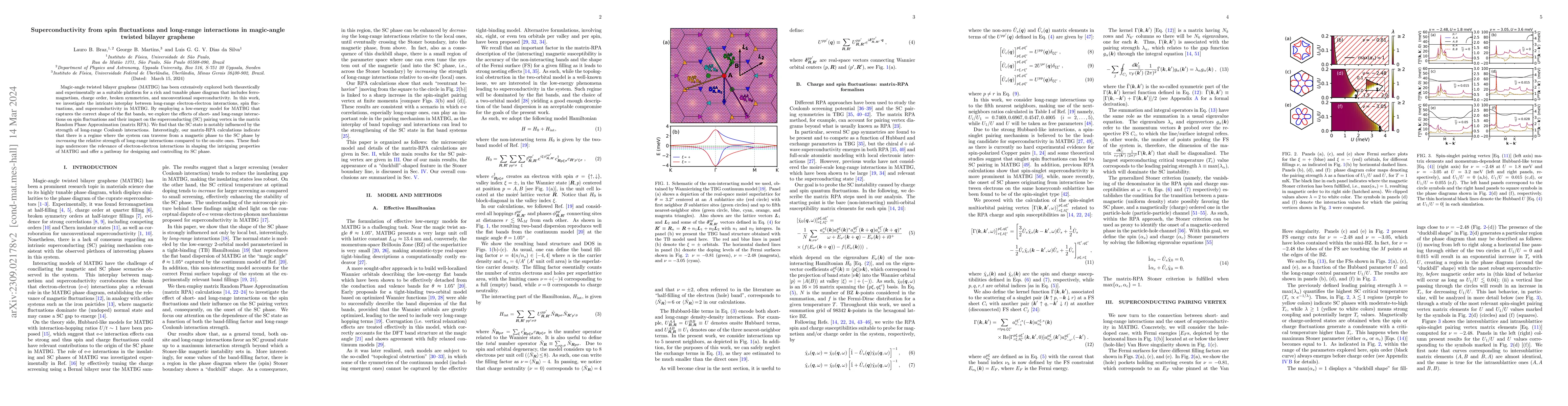 Thumbnail for Superconductivity from spin fluctuations and long-range interactions in
  magic-angle twisted bilayer graphene