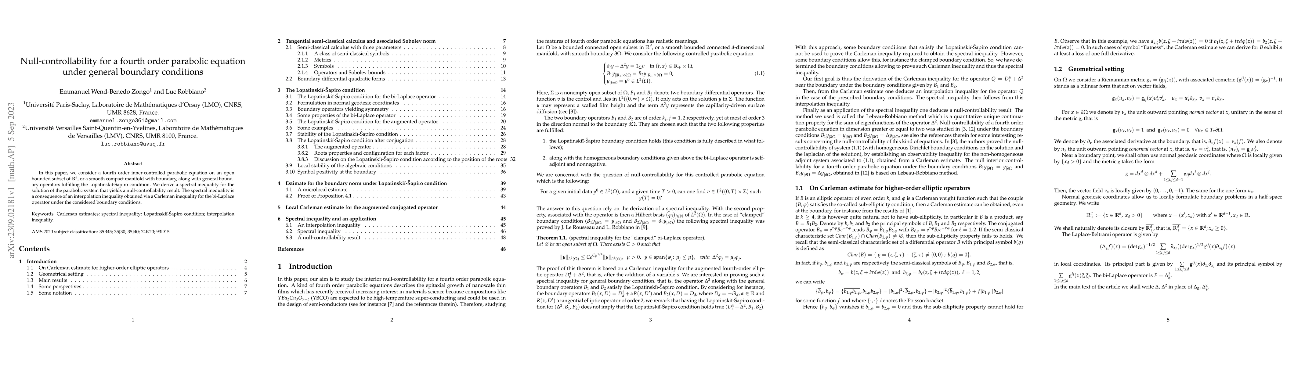 Thumbnail for Null-controllability for a fourth order parabolic equation under general
  boundary conditions