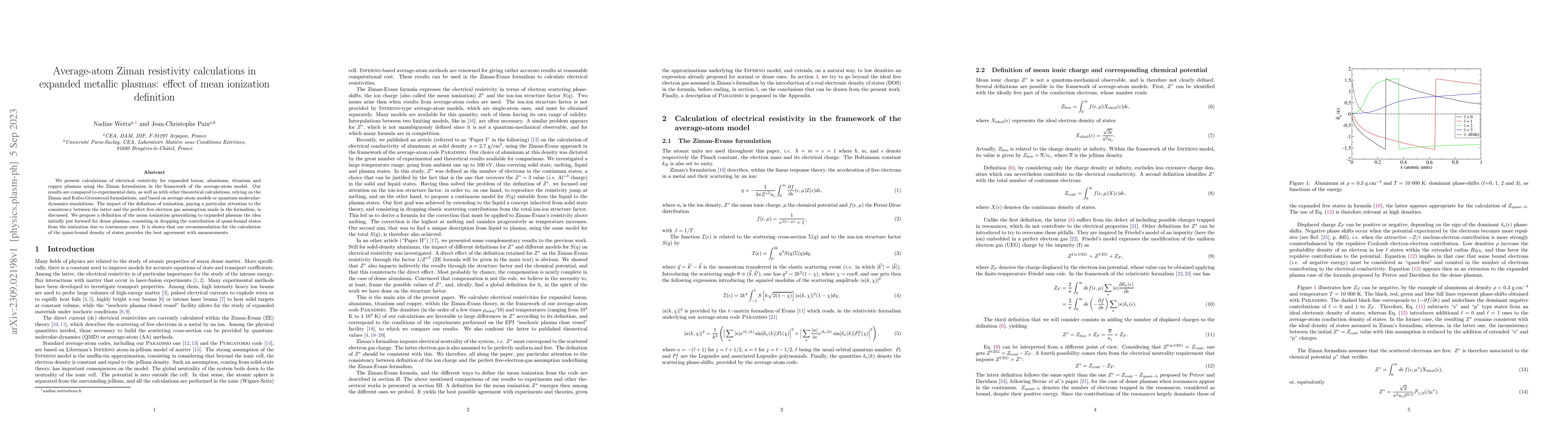 Thumbnail for Average-atom Ziman resistivity calculations in expanded metallic
  plasmas: effect of mean ionization definition