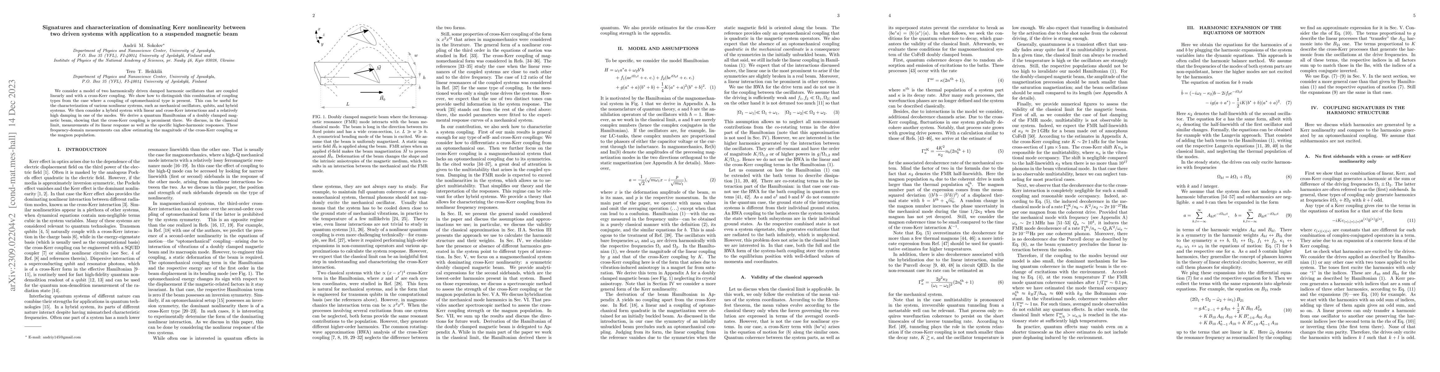 Thumbnail for Signatures and characterization of dominating Kerr nonlinearity between
  two driven systems with application to a suspended magnetic beam