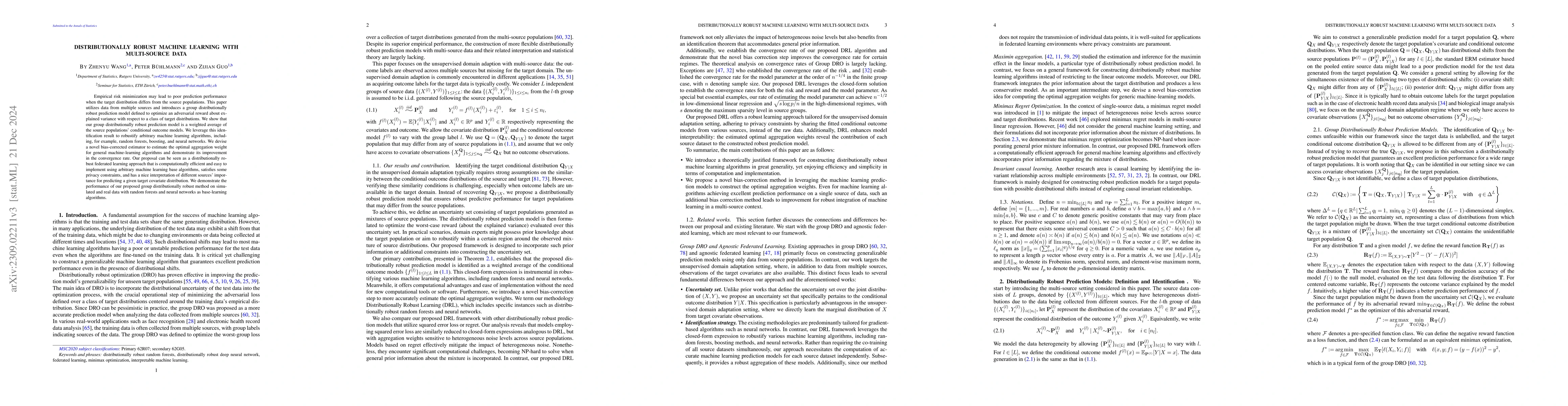 Thumbnail for Distributionally Robust Machine Learning with Multi-source Data