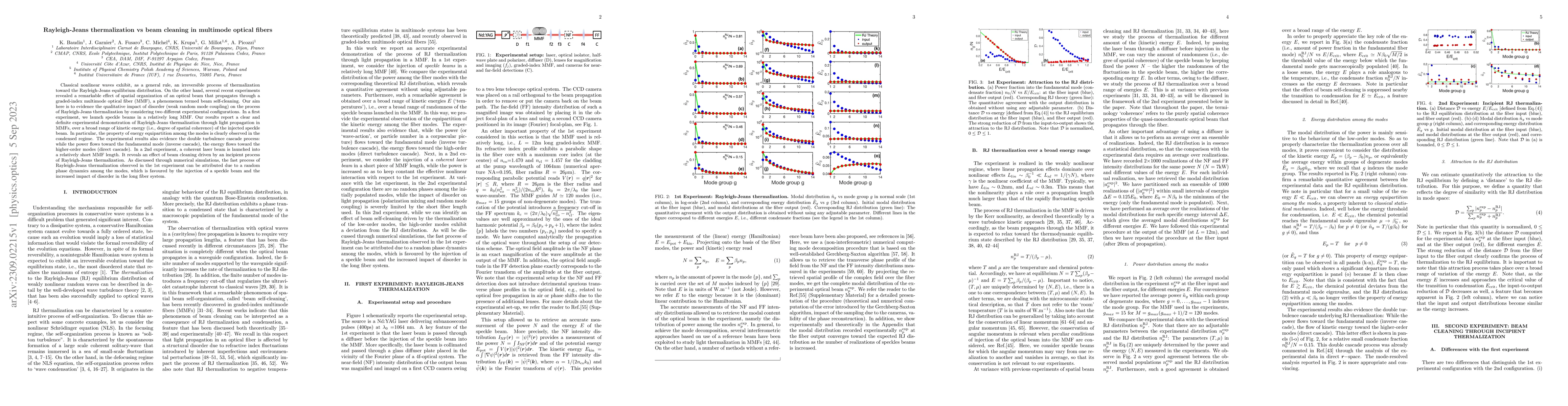 Thumbnail for Rayleigh-Jeans thermalization vs beam cleaning in multimode optical
  fibers
