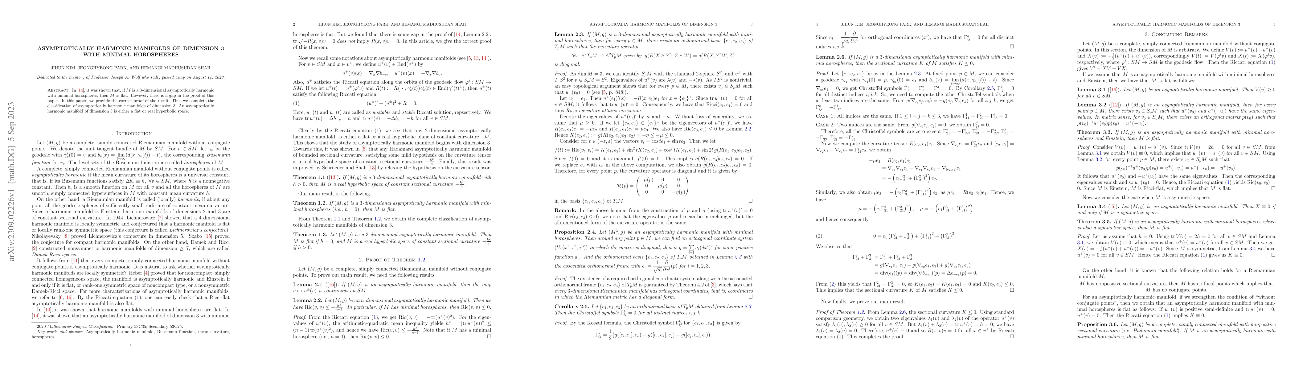 Thumbnail for Asymptotically harmonic manifolds of dimension 3 with minimal
  horospheres