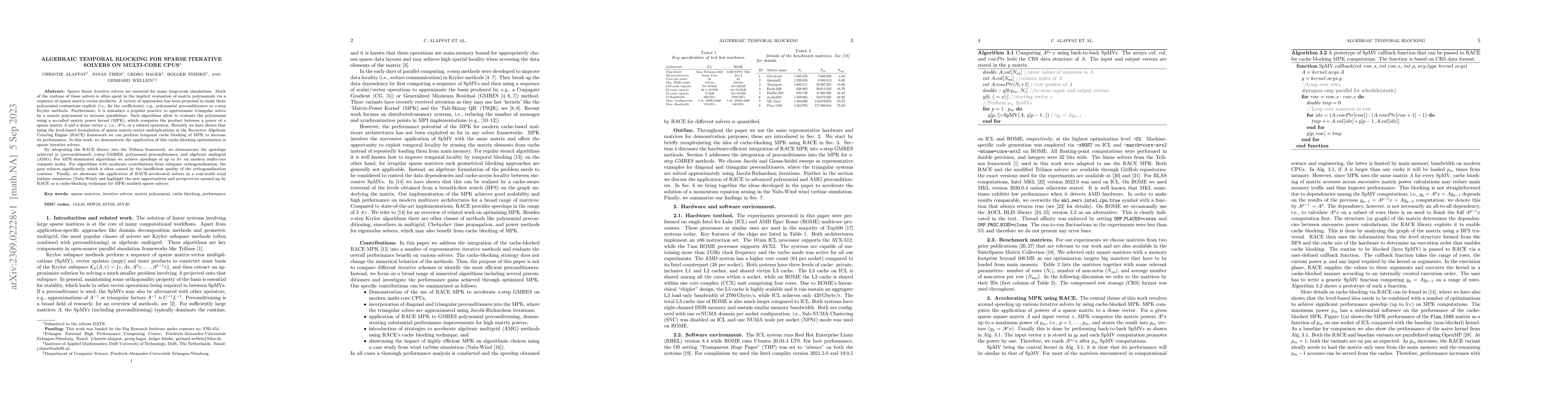 Thumbnail for Algebraic Temporal Blocking for Sparse Iterative Solvers on Multi-Core
  CPUs