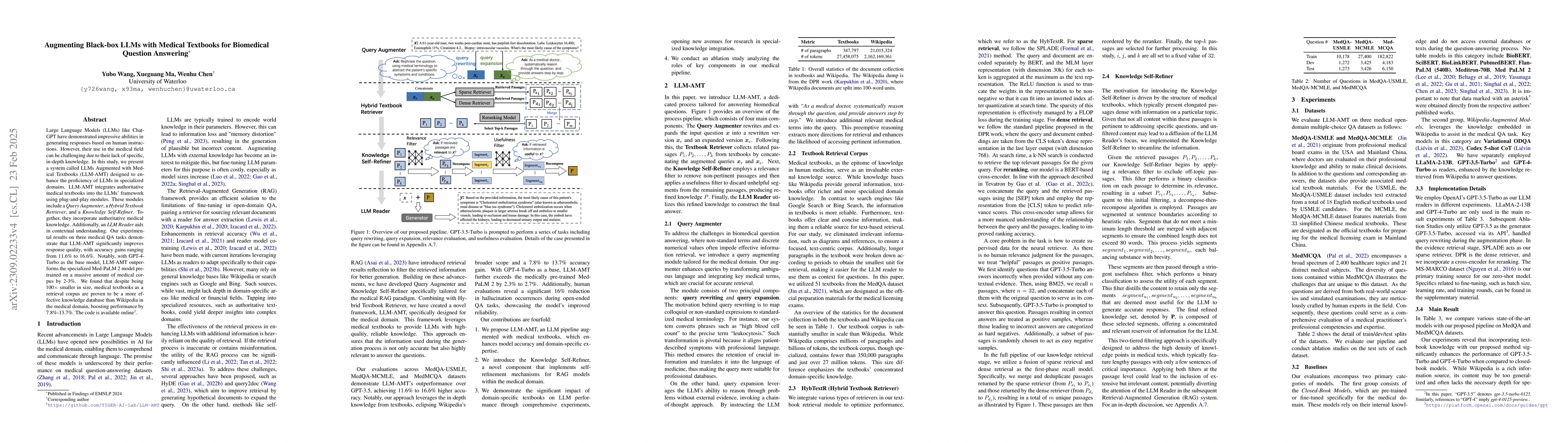 Thumbnail for Augmenting Black-box LLMs with Medical Textbooks for Clinical Question
  Answering