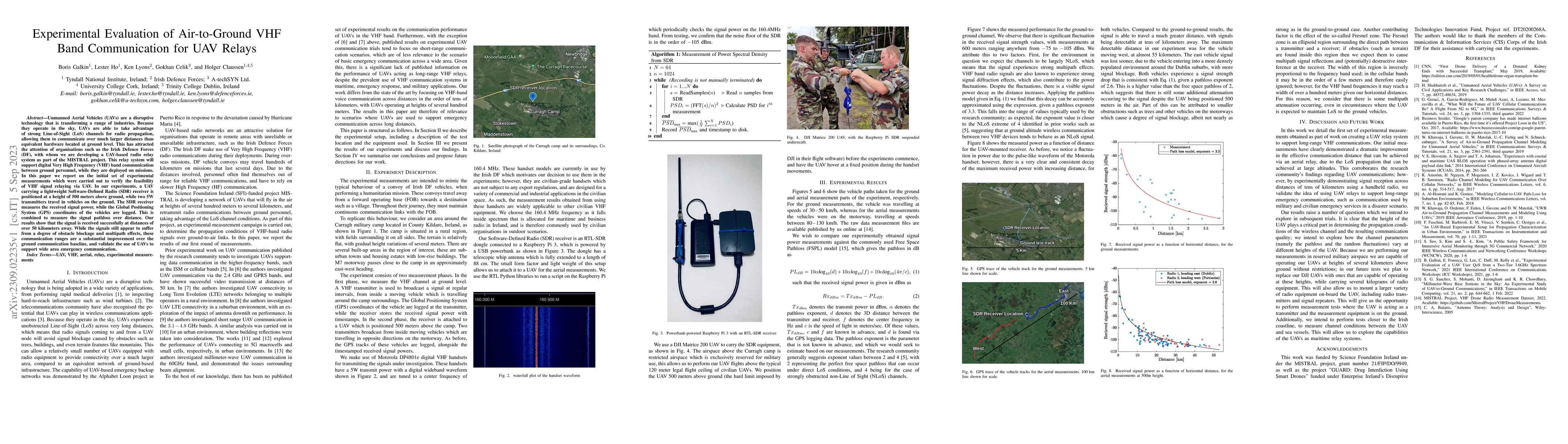 Thumbnail for Experimental Evaluation of Air-to-Ground VHF Band Communication for UAV
  Relays
