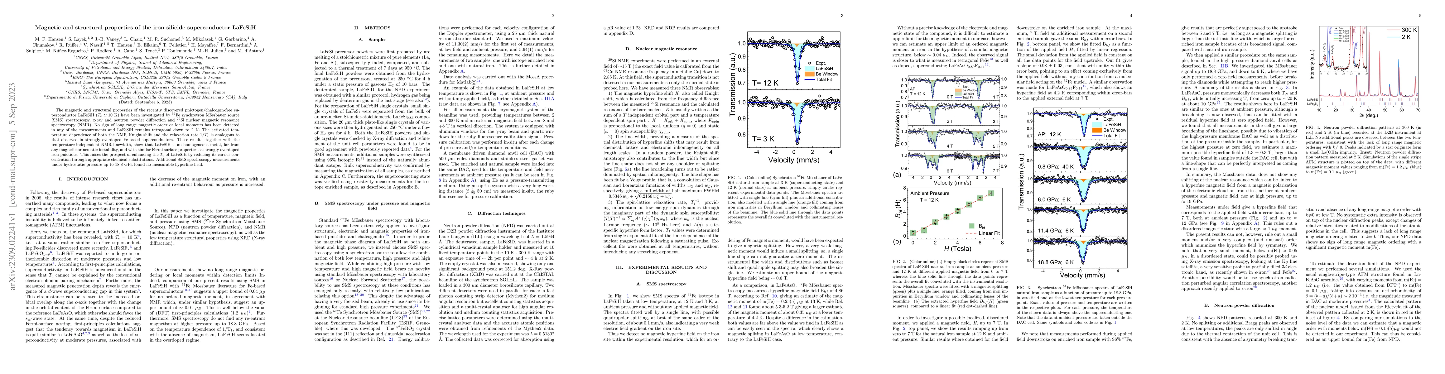 Thumbnail for Magnetic and structural properties of the iron silicide superconductor
  LaFeSiH