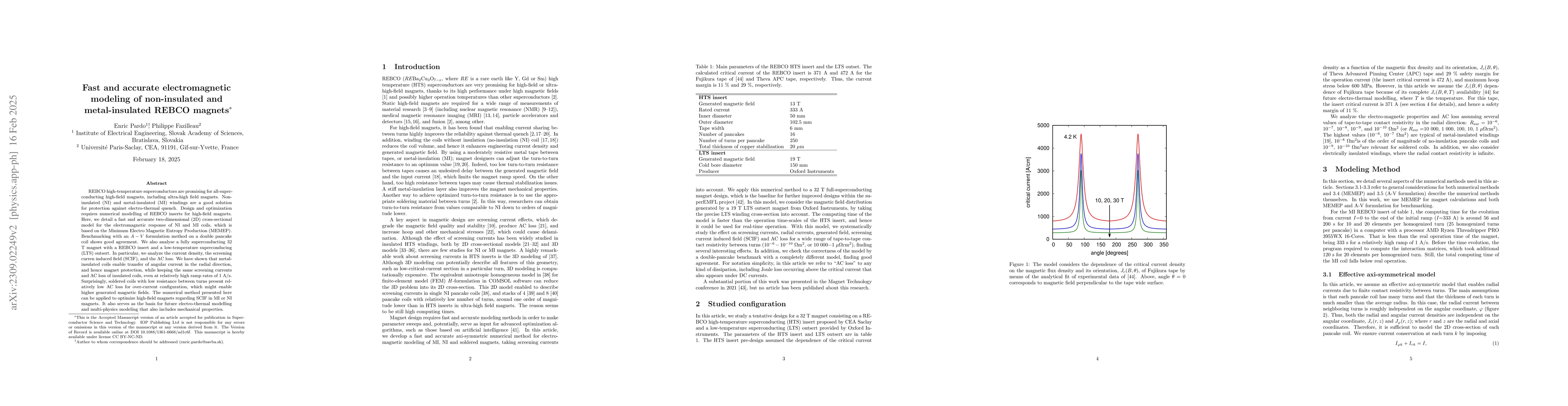 Thumbnail for Fast and accurate electromagnetic modeling of non-insulated and
  metal-insulated REBCO magnets