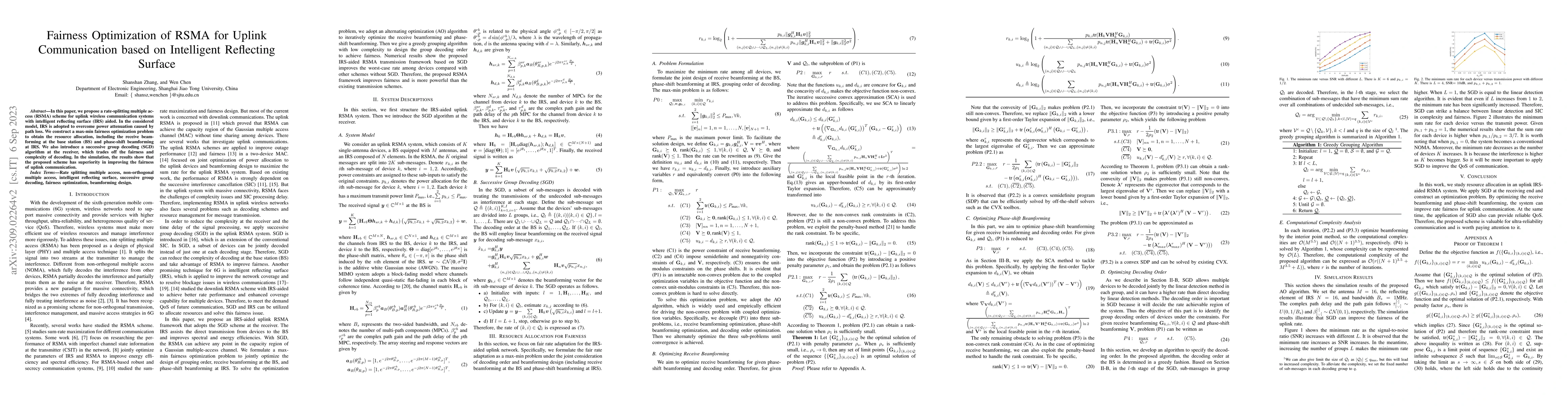 Thumbnail for Fairness Optimization of RSMA for Uplink Communication based on
  Intelligent Reflecting Surface