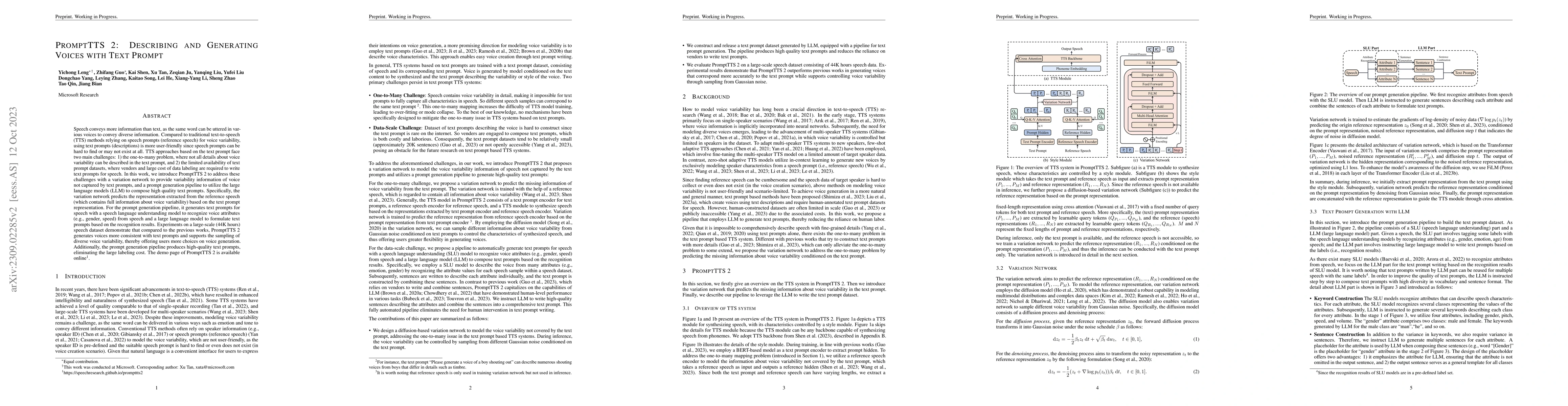 Thumbnail for PromptTTS 2: Describing and Generating Voices with Text Prompt