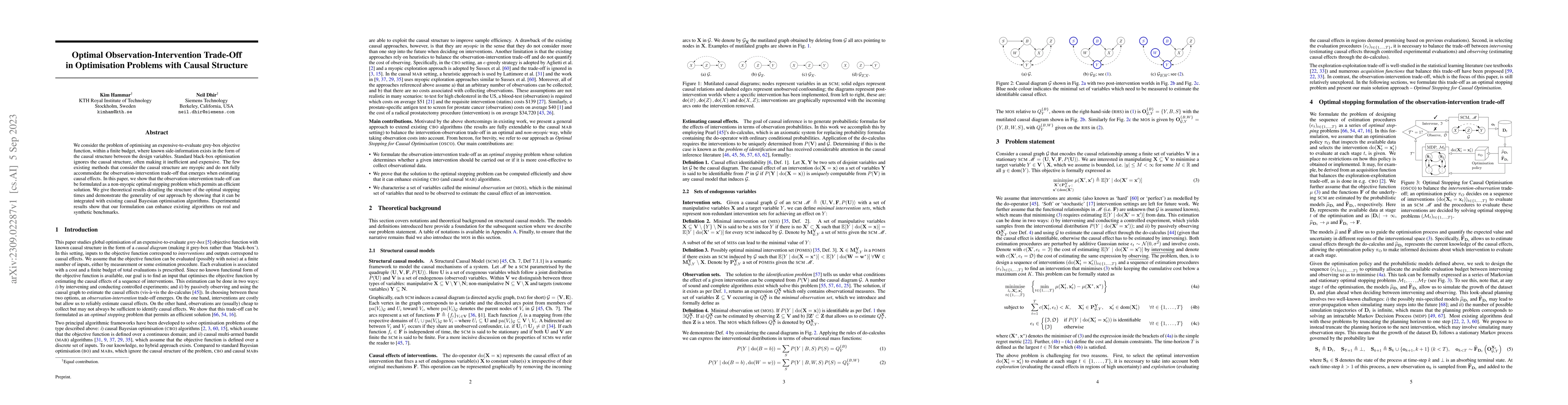 Thumbnail for Optimal Observation-Intervention Trade-Off in Optimisation Problems with
  Causal Structure
