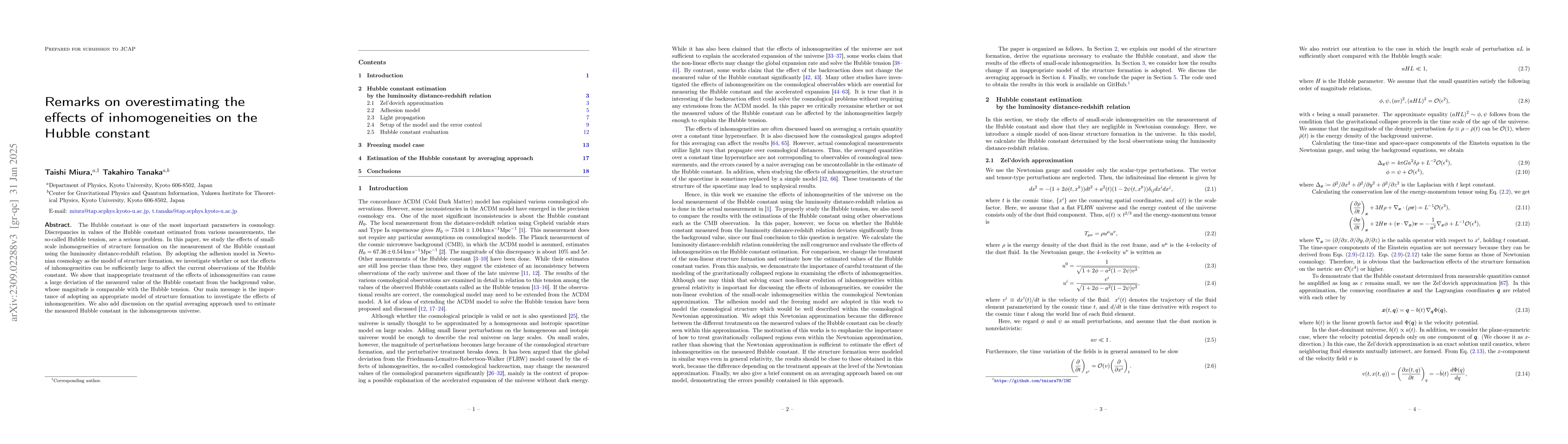 Thumbnail for Remarks on overestimating the effects of inhomogeneities on the Hubble
  constant