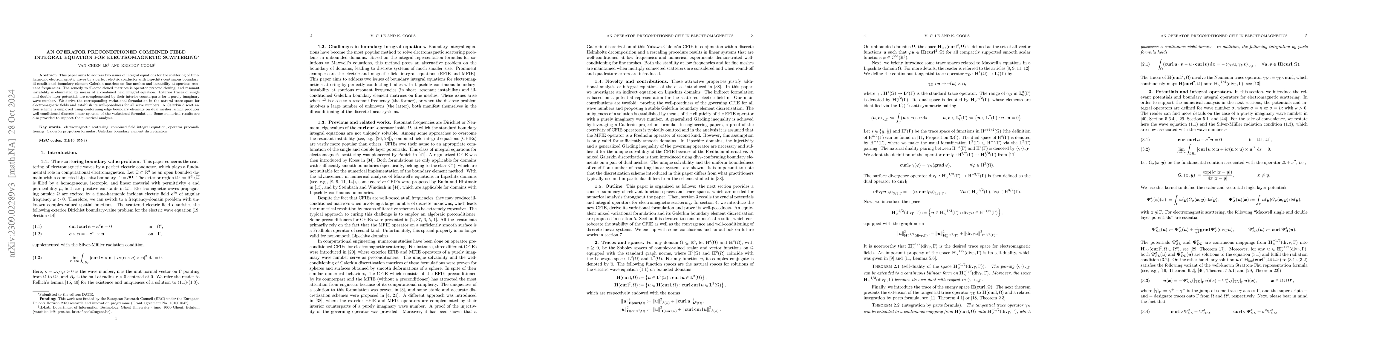 Thumbnail for An operator preconditioned combined field integral equation for
  electromagnetic scattering