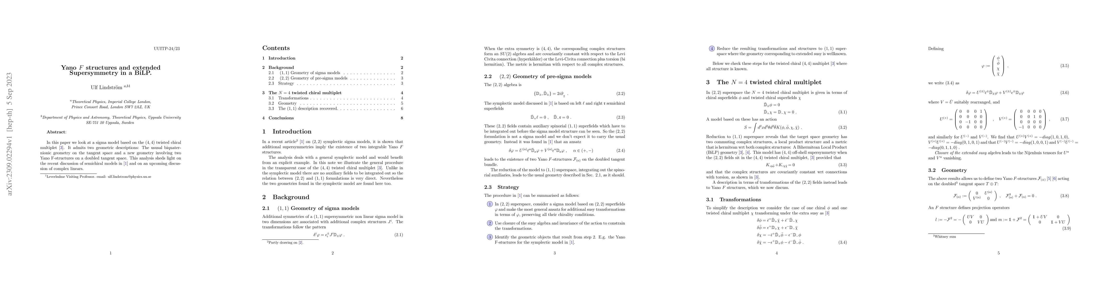 Thumbnail for Yano F structures and extended Supersymmetry in a BiLP