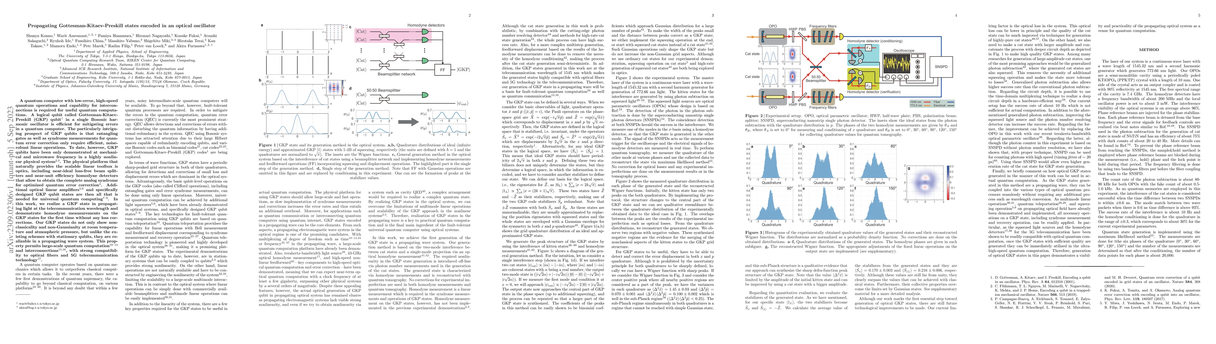 Thumbnail for Propagating Gottesman-Kitaev-Preskill states encoded in an optical
  oscillator