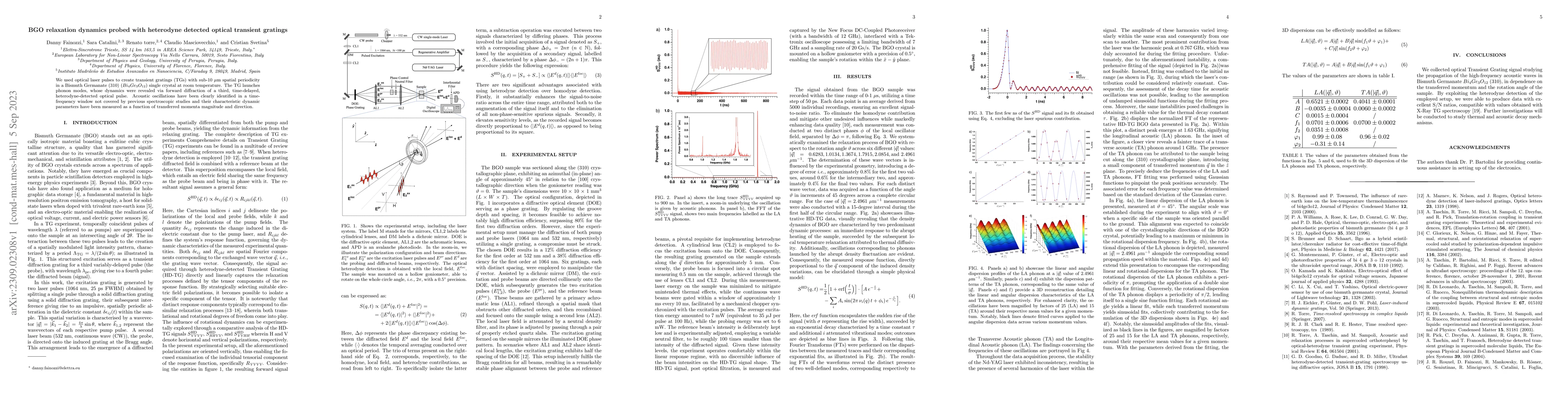 Thumbnail for BGO relaxation dynamics probed with heterodyne detected optical
  transient gratings