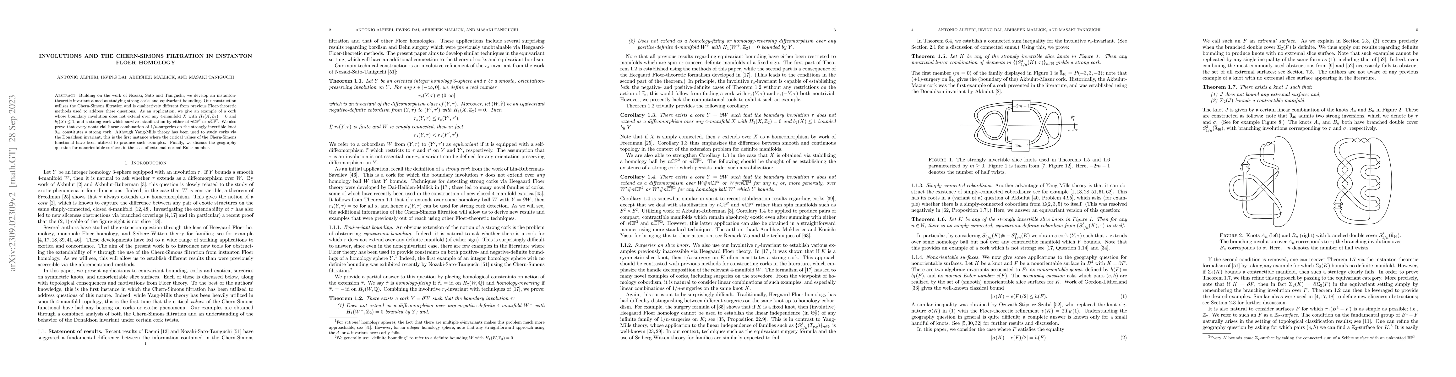 Thumbnail for Involutions and the Chern-Simons filtration in instanton Floer homology