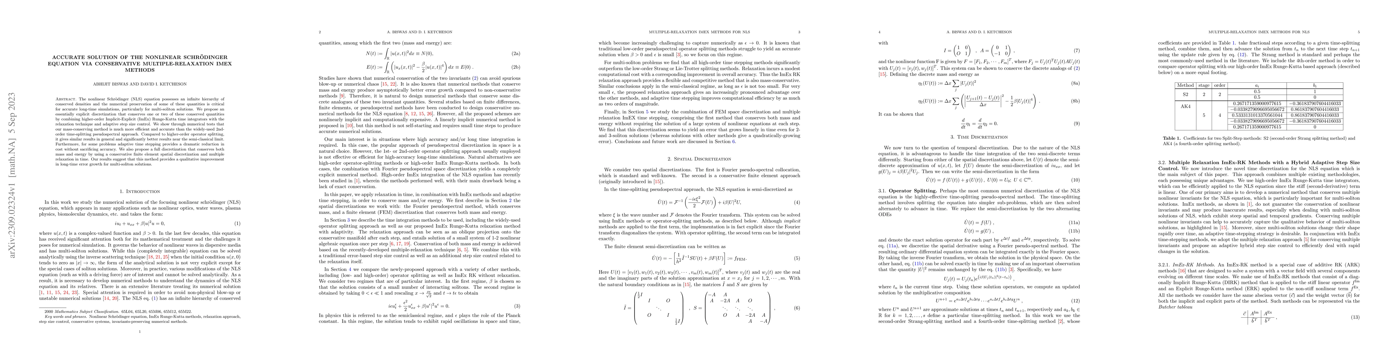 Thumbnail for Accurate Solution of the Nonlinear Schr\"{o}dinger Equation via
  Conservative Multiple-Relaxation ImEx Methods