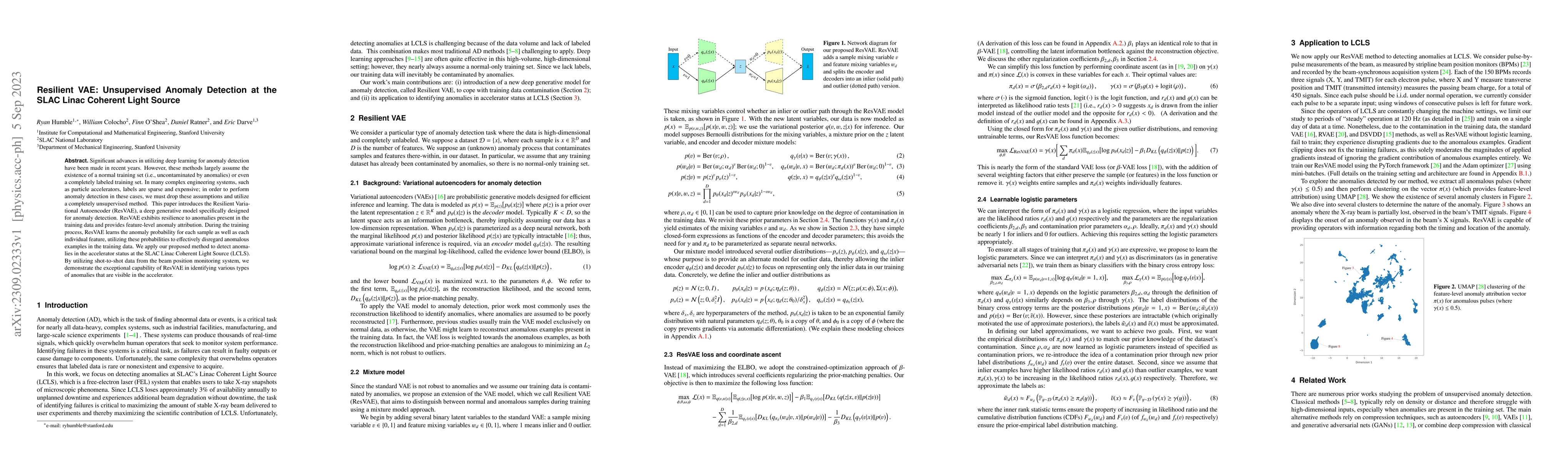 Thumbnail for Resilient VAE: Unsupervised Anomaly Detection at the SLAC Linac Coherent
  Light Source