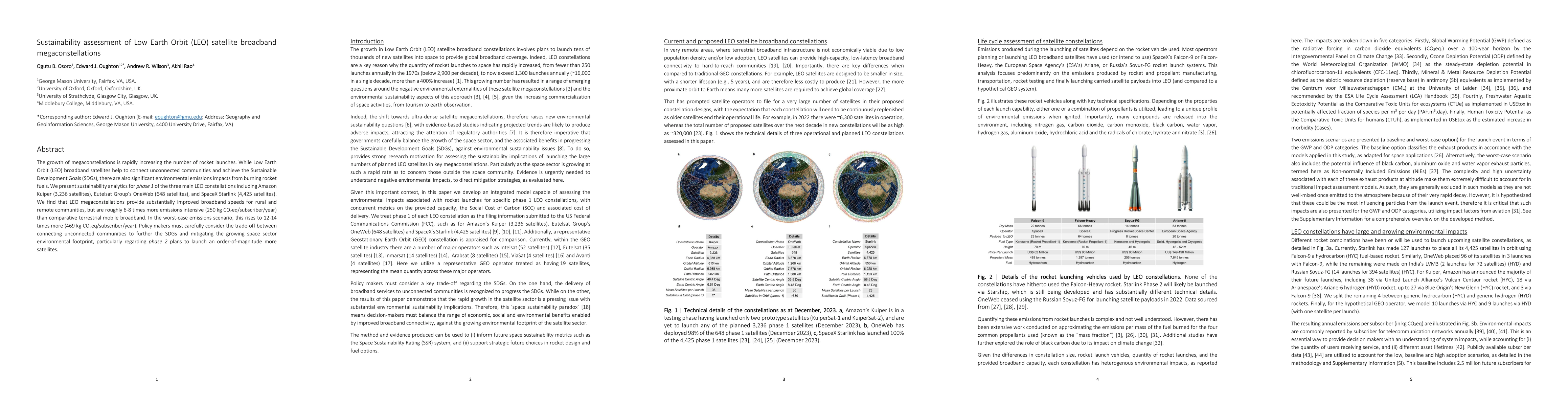 Thumbnail for Sustainability assessment of Low Earth Orbit (LEO) satellite broadband
  megaconstellations