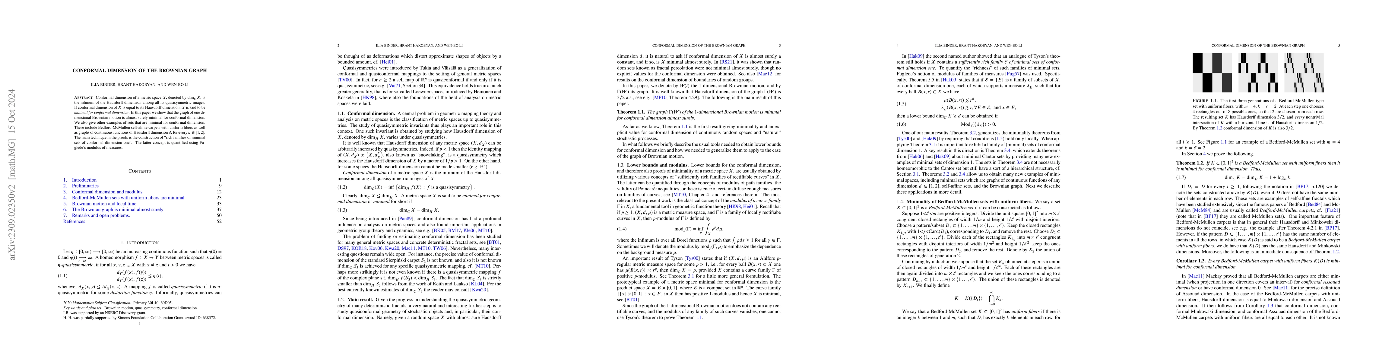 Thumbnail for Conformal Dimension of the Brownian Graph
