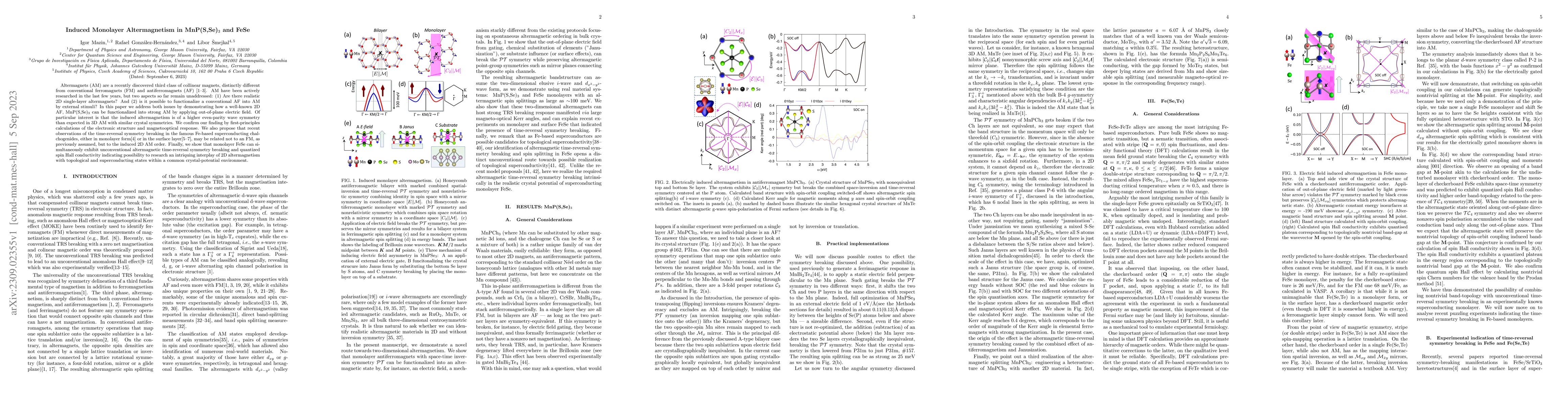 Thumbnail for Induced Monolayer Altermagnetism in MnP(S,Se)$_3$ and FeSe