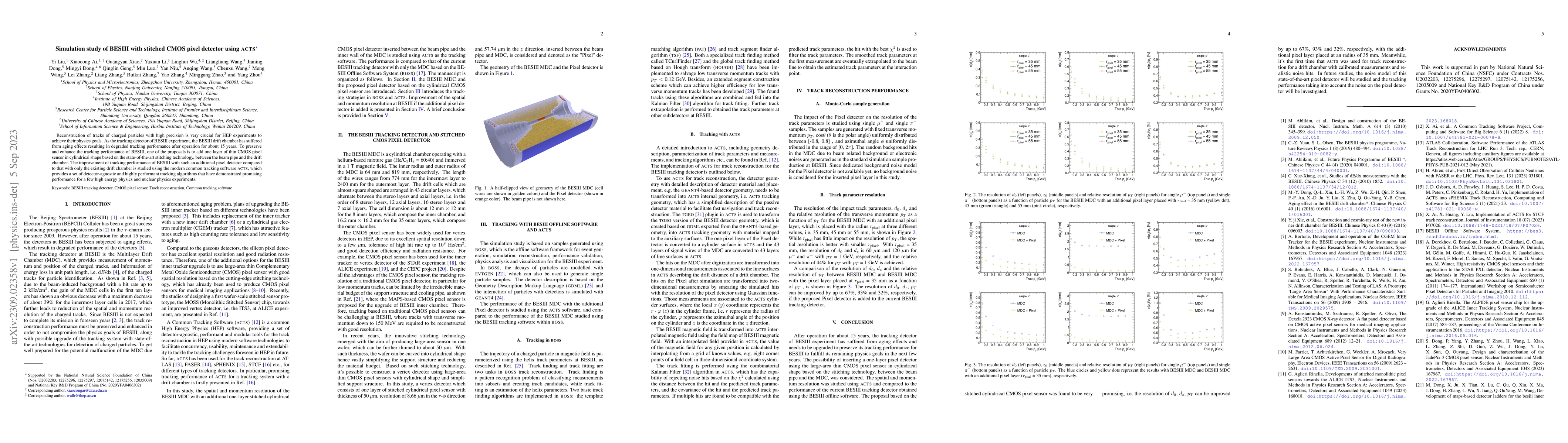 Thumbnail for Simulation study of BESIII with stitched CMOS pixel detector using ACTS