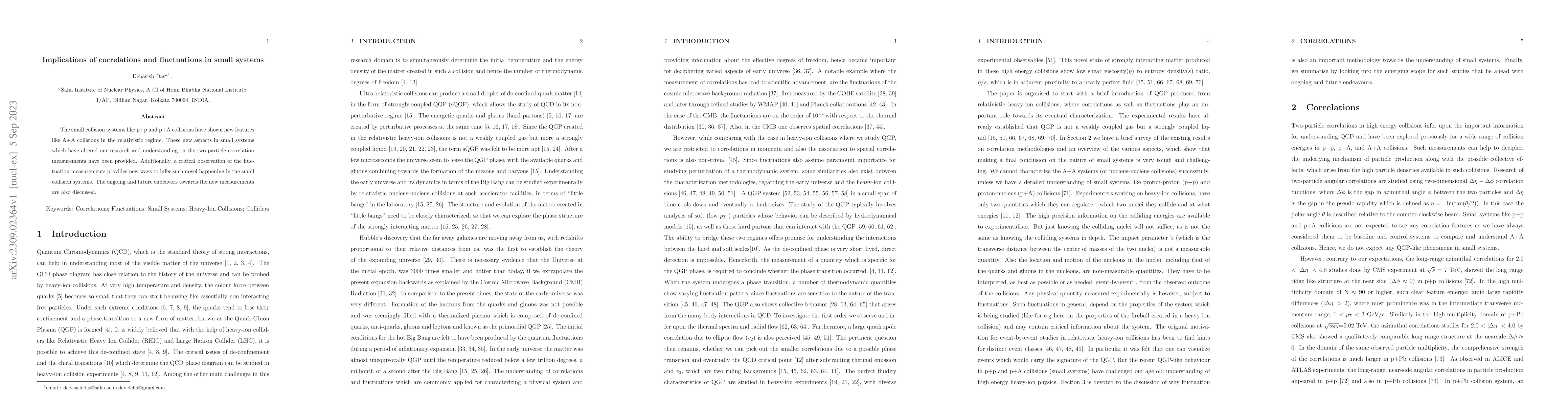 Thumbnail for Implications of correlations and fluctuations in small systems