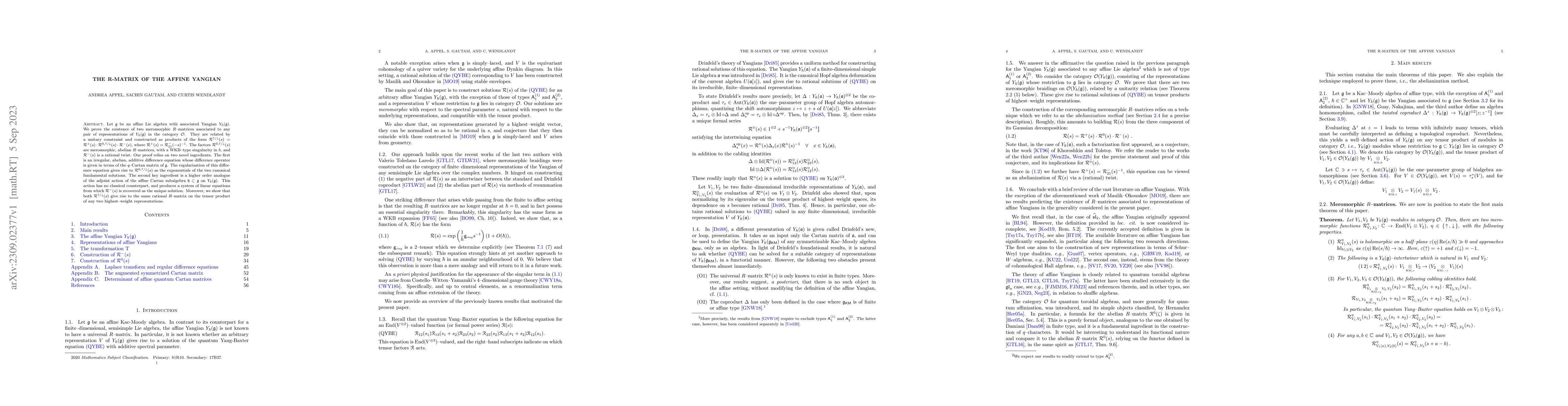 Thumbnail for The R-matrix of the affine Yangian