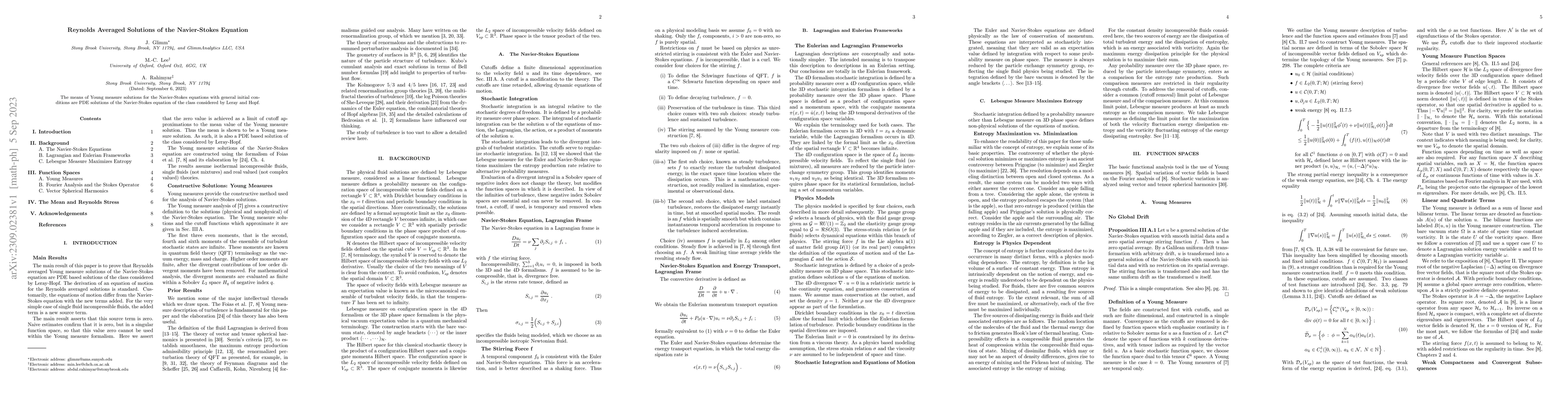 Thumbnail for Reynolds Averaged Solutions of the Navier-Stokes Equation