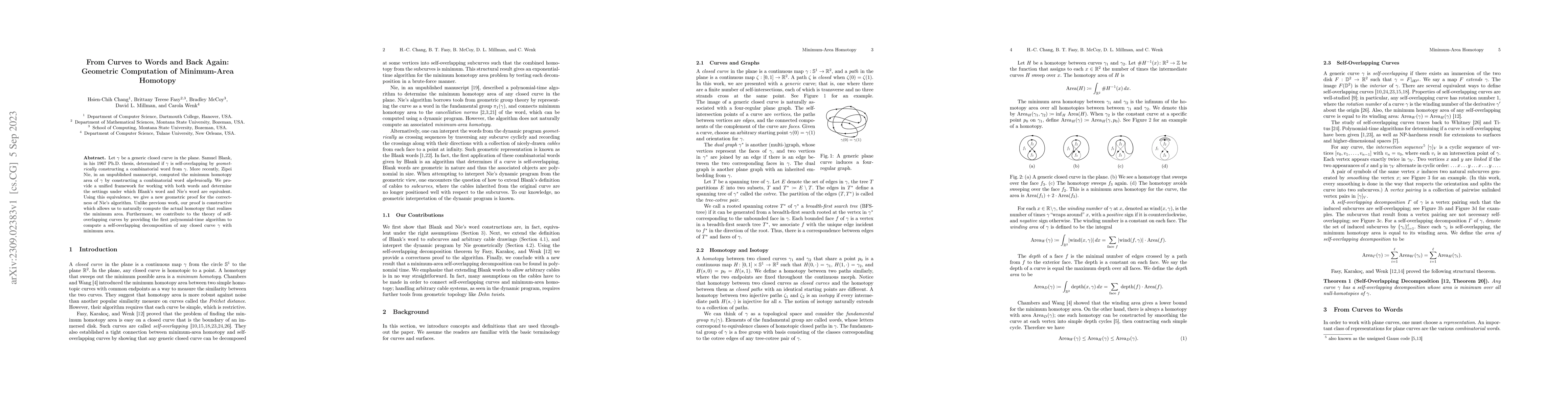 Thumbnail for From Curves to Words and Back Again: Geometric Computation of
  Minimum-Area Homotopy