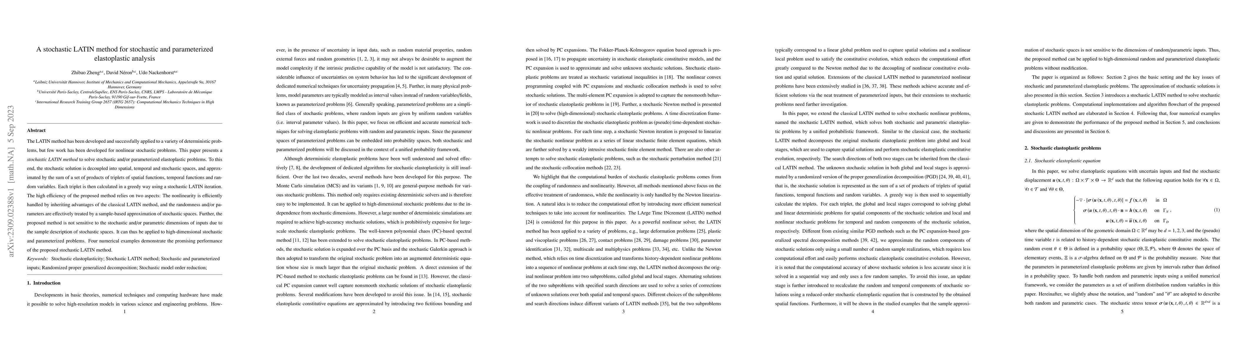 Thumbnail for A stochastic LATIN method for stochastic and parameterized elastoplastic
  analysis