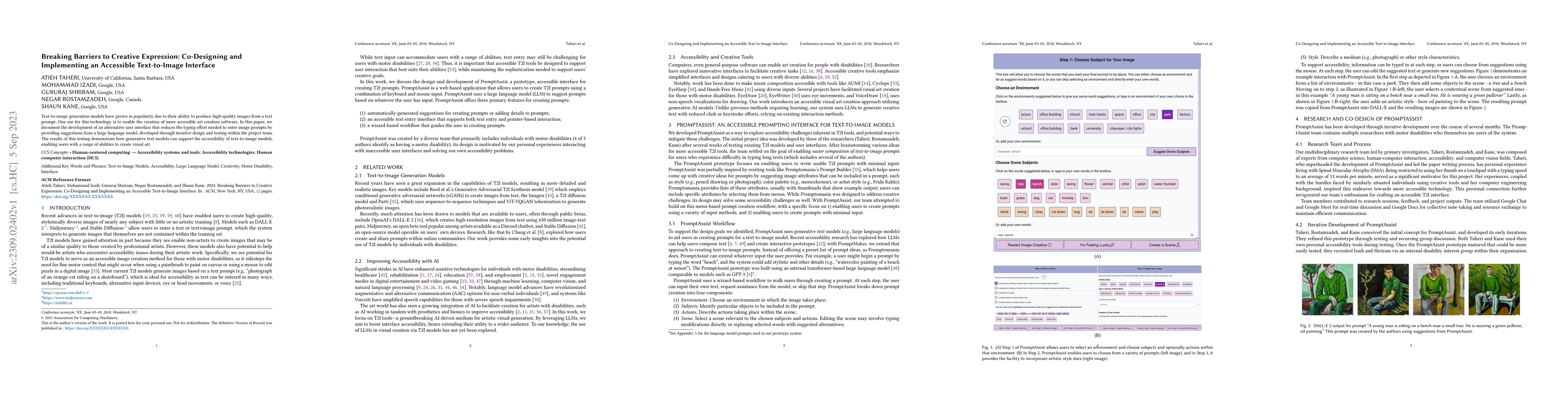 Thumbnail for Breaking Barriers to Creative Expression: Co-Designing and Implementing
  an Accessible Text-to-Image Interface