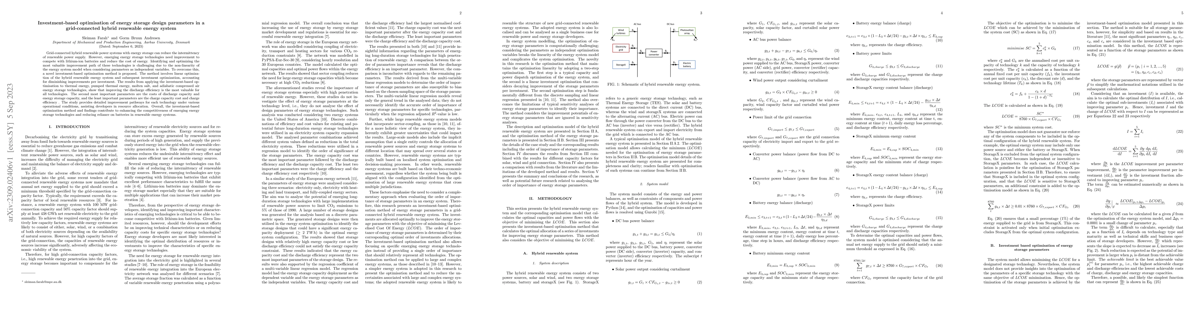 Thumbnail for Investment-based optimisation of energy storage design parameters in a
  grid-connected hybrid renewable energy system