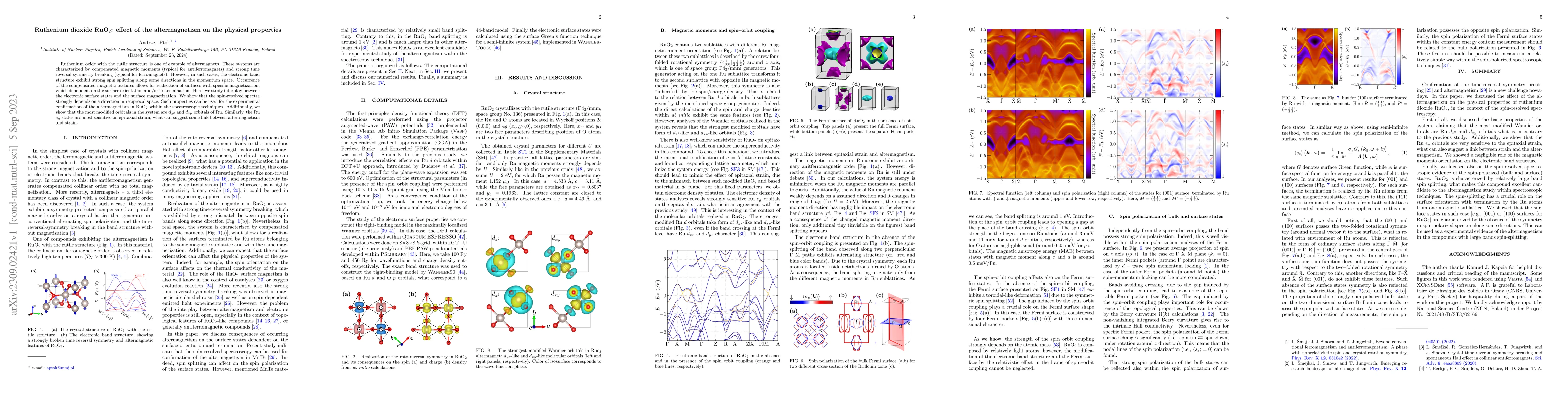 Thumbnail for Ruthenium dioxide RuO$_{2}$: effect of the altermagnetism on the
  physical properties