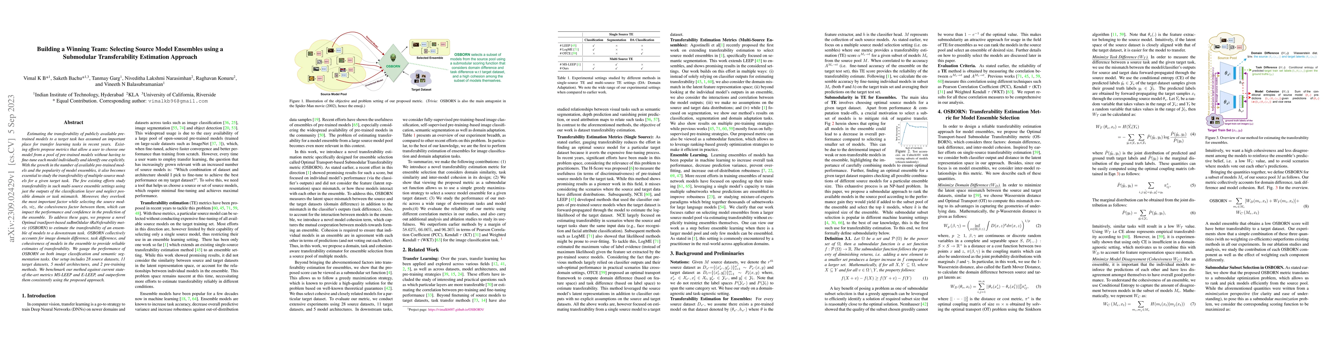 Thumbnail for Building a Winning Team: Selecting Source Model Ensembles using a
  Submodular Transferability Estimation Approach