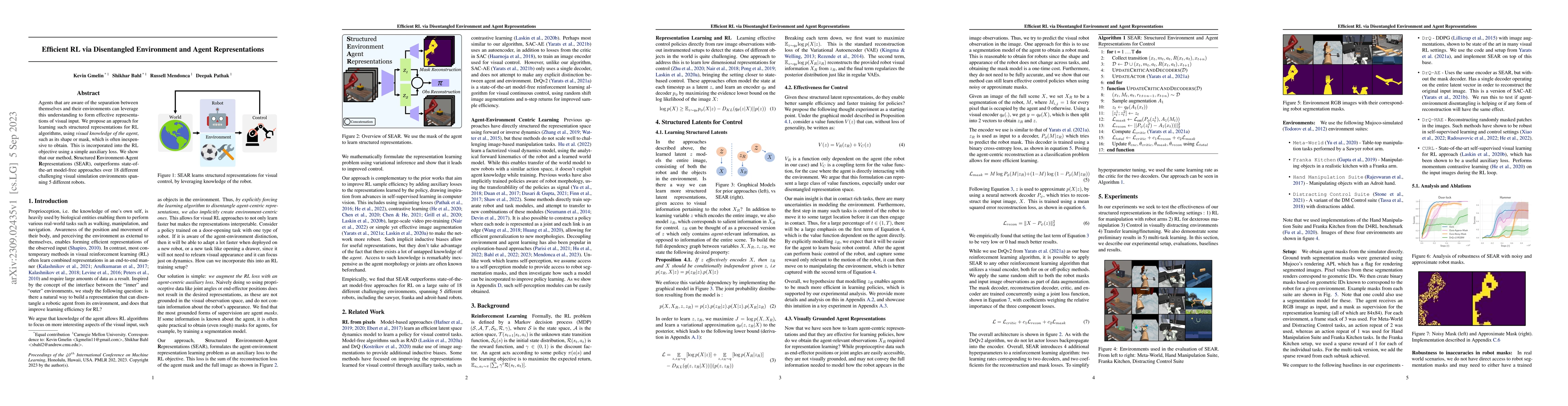 Thumbnail for Efficient RL via Disentangled Environment and Agent Representations